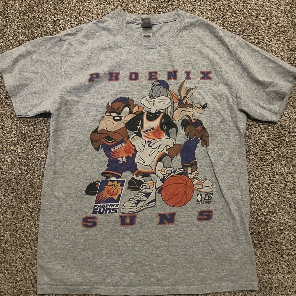 Gildan Gray Phoenix Suns Cartoon T-Shirt